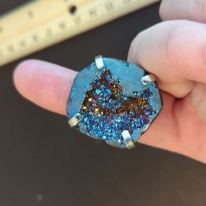 Blue geode druzy ring